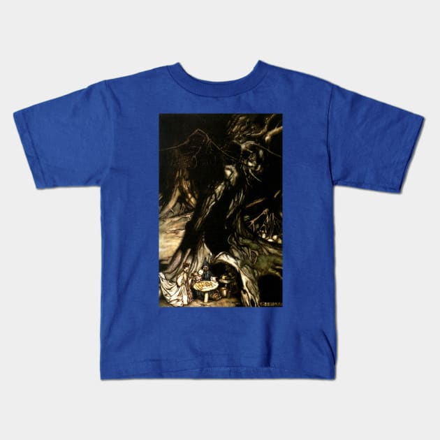 Butter from Trees - Peter Pan in Kensington Gardens - Arthur Rackham Kids T-Shirt by forgottenbeauty